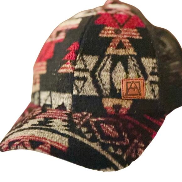 Aztec Pattern Hat Unisex Adjustable Black Red Southwest Western Boho - Picture 1 of 6
